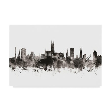 Michael Tompsett 'Gloucester England Skyline Black White' Canvas Art,22x32